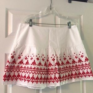 Vineyard Vines White Red Embroidered Flare Skirt